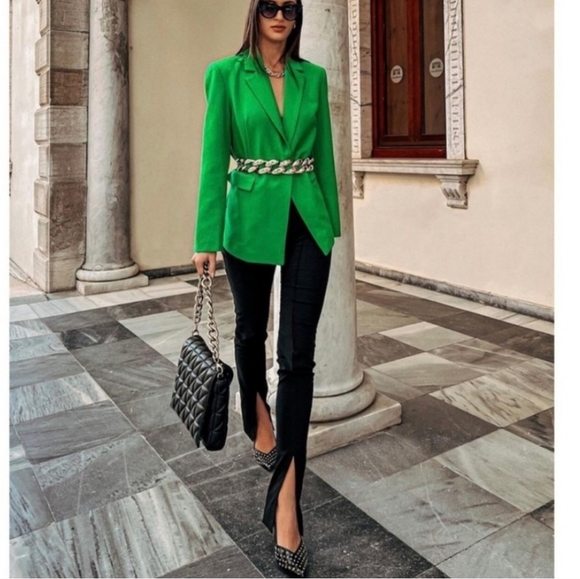 Zara velvet legging metallic thread front slit - Picture 3 of 11